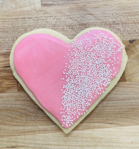 Pink Large Heart with white nonpareils